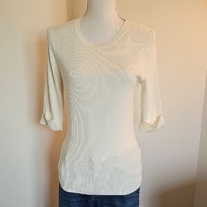 White House Black Market Cream Knit Top